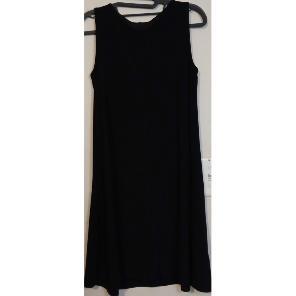 MSK Black A-Line Dress Women's Small Sleeveless Silver Ring Stretch Knit - Picture 2 of 5